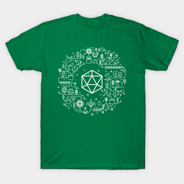 Minimalist Polyhedral D20 Dice of the Druid Tabletop Roleplaying RPG Gaming Addict T-Shirt by dungeonarmory